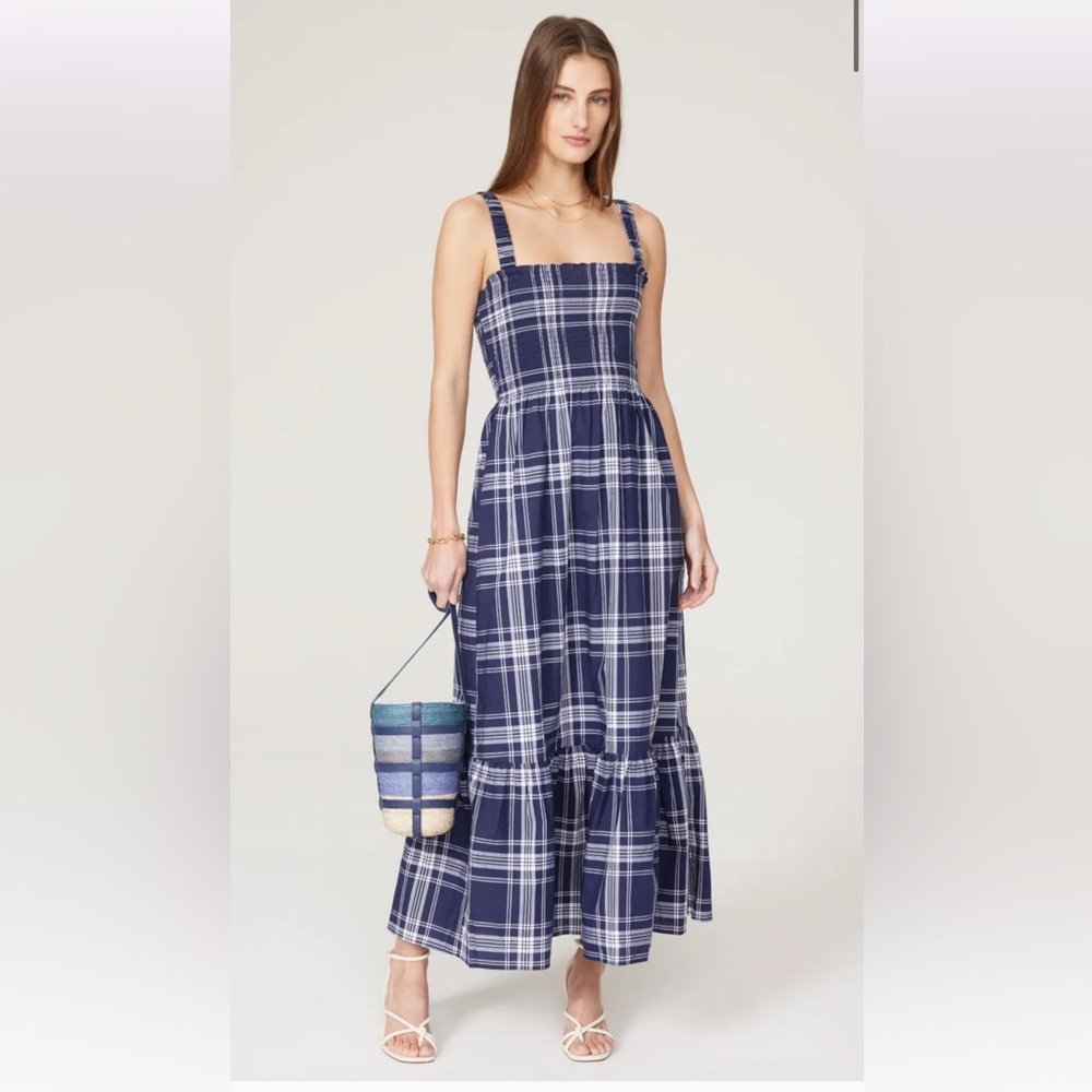 Hill House Navy and White Plaid Maxi Dress